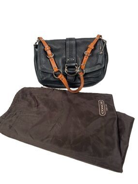 Vintage Coach Chelsea Field Purse Black Pebbled Leather Flap Shoulder Bag Y2K